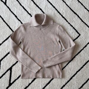 Elegant Tan Split Turtleneck Sweater